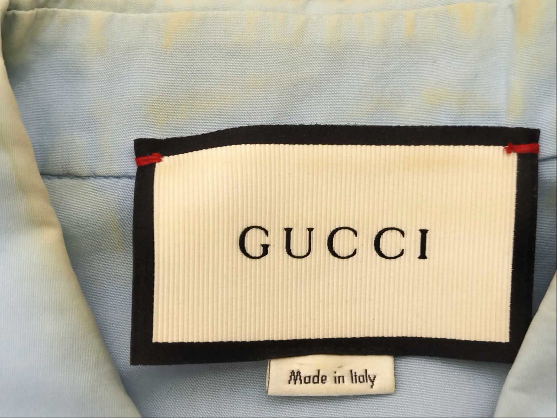 GUCCI Pearl Interlocking Button GG Button Stone Brooch Ribbon Blouse Gucci Shirt