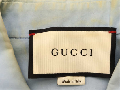 GUCCI Pearl Interlocking Button GG Button Stone Brooch Ribbon Blouse Gucci Shirt