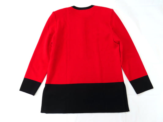 Yves Saint Laurent Two-tone Red and Black Knit Wool Top