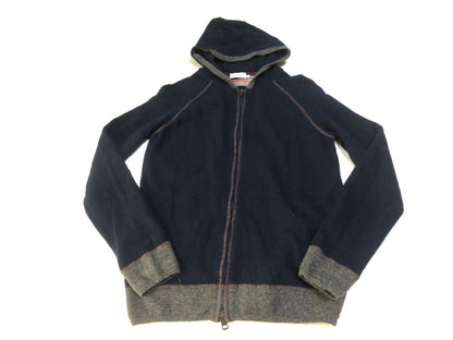 MONCLER Men's Logo Moncler Navy Zip-Up Hoodie Wool Navy Jacket