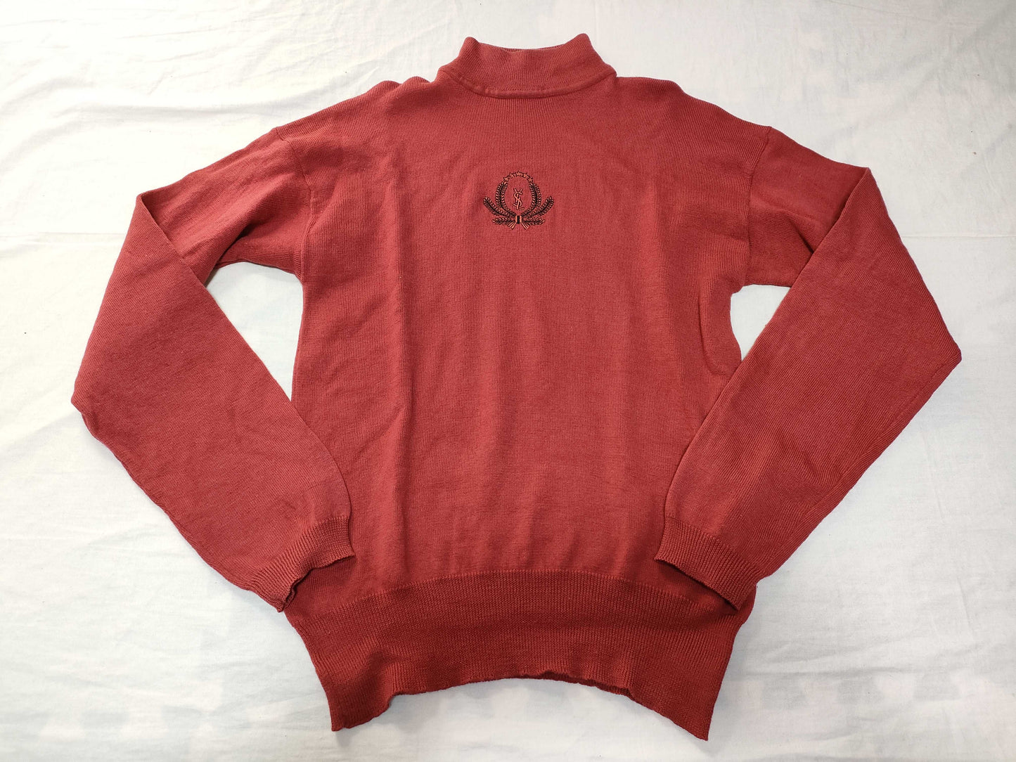 Yves Saint Laurent YSL logo embroidered Saint Laurent wool knit sweater top