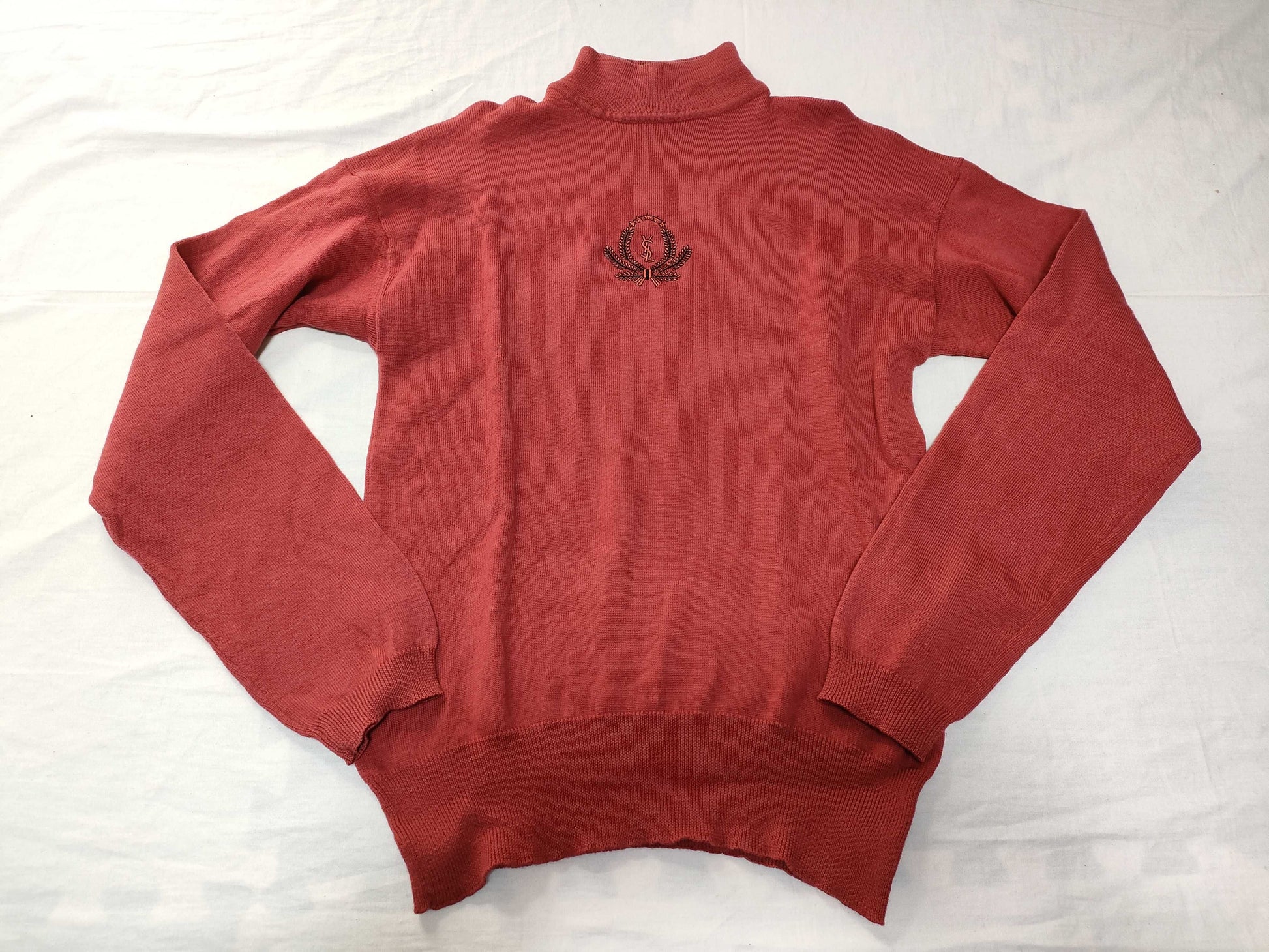 Yves Saint Laurent YSL logo embroidered Saint Laurent wool knit sweater top