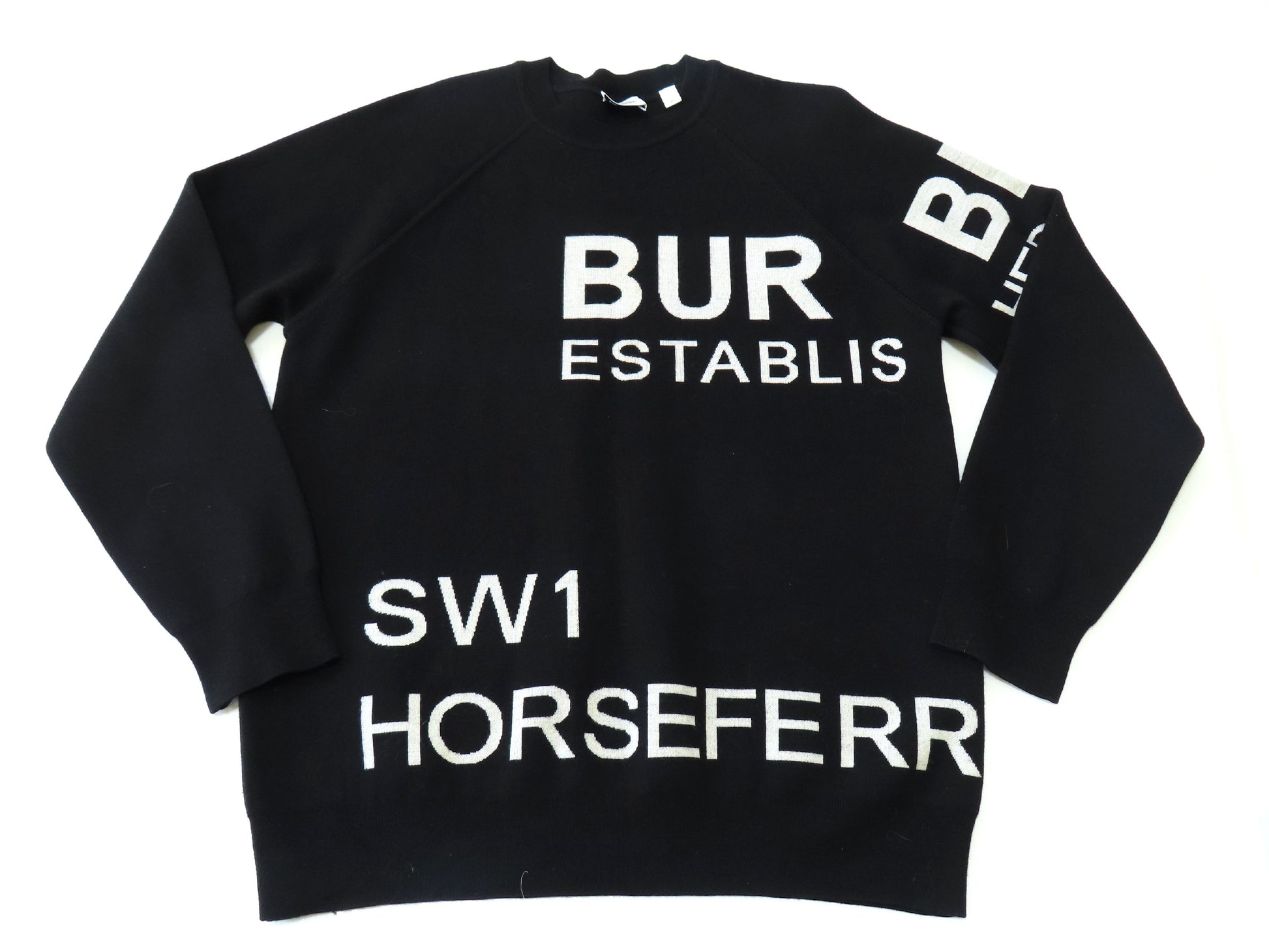 BURBERRY Men's Horseferry Black Knit Sweater, Horseferry Tops