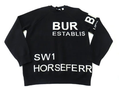 BURBERRY Men's Horseferry Black Knit Sweater, Horseferry Tops