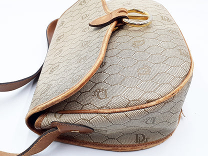 Dior Honeycomb Pattern Gold Hardware Leather Shoulder Bag