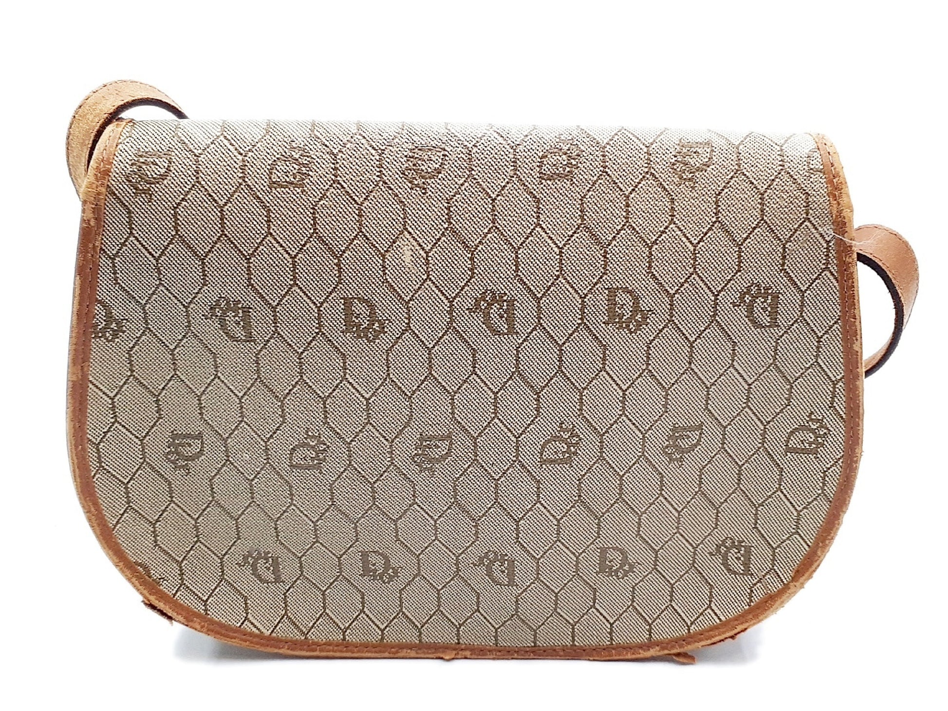 Dior Honeycomb Pattern Gold Hardware Leather Shoulder Bag