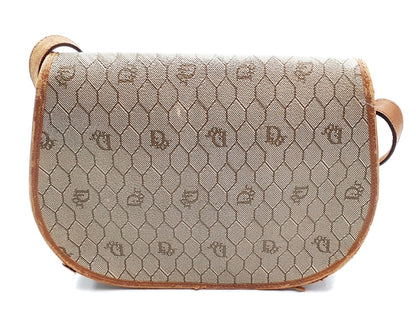 Dior Honeycomb Pattern Gold Hardware Leather Shoulder Bag