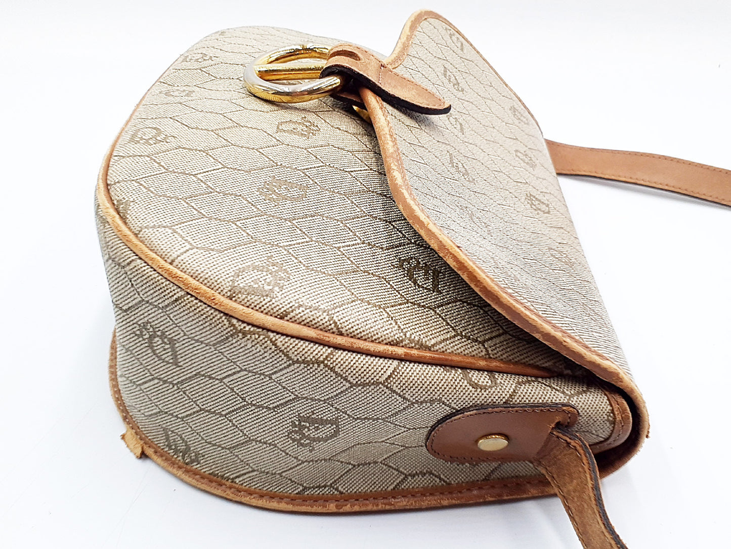 Dior Honeycomb Pattern Gold Hardware Leather Shoulder Bag