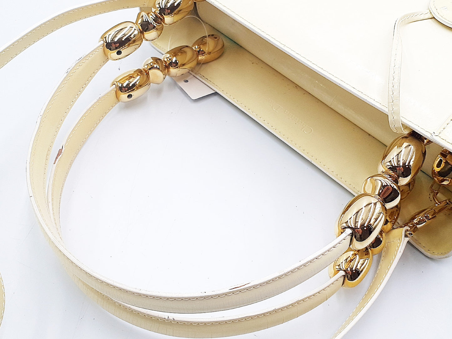 Dior 2-way handbag with strap, Maris Pearl, and gold hardware