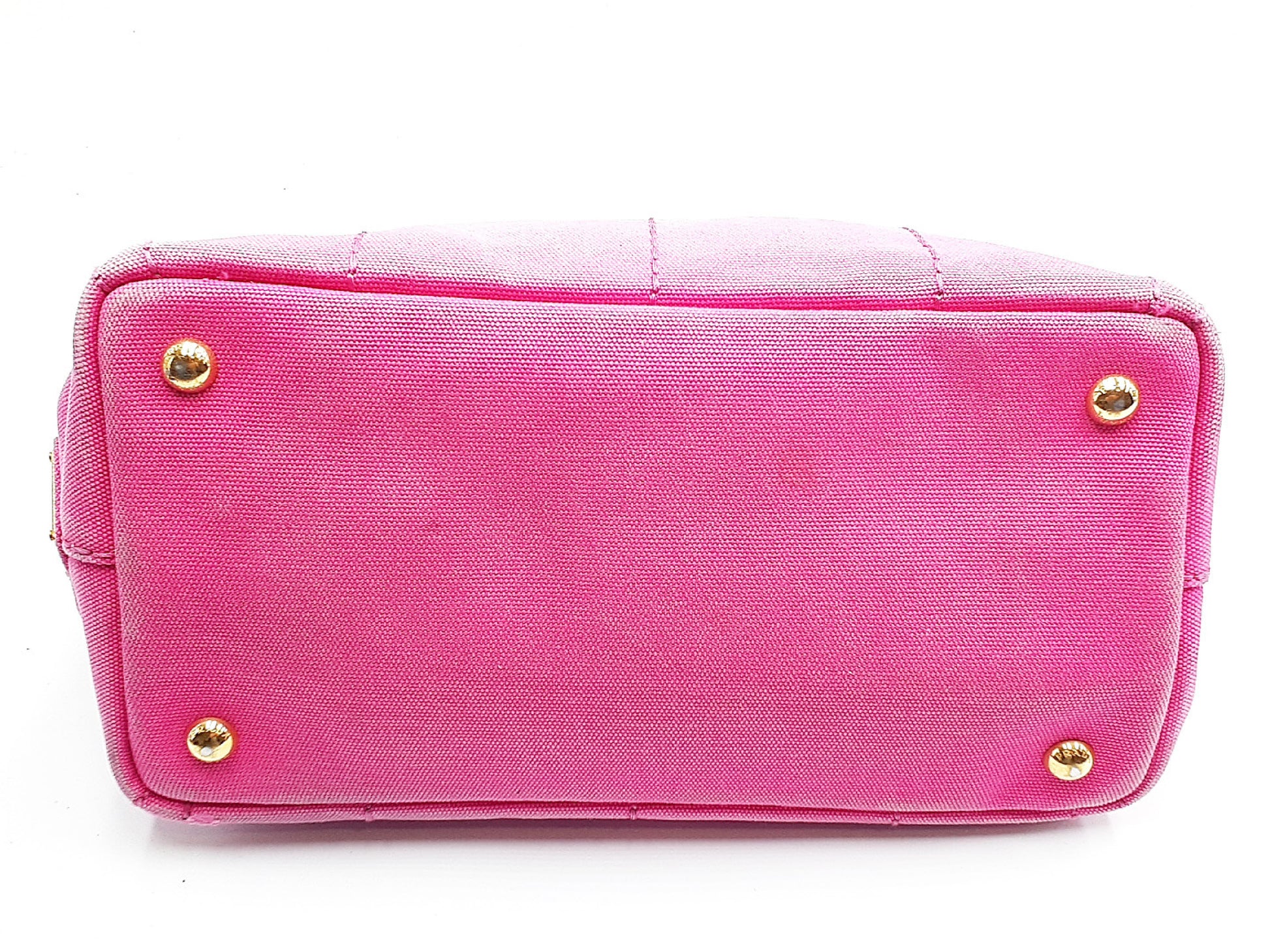 PRADA Canapa Pink Gold Hardware Triangle Plate Handbag