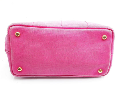 PRADA Canapa Pink Gold Hardware Triangle Plate Handbag
