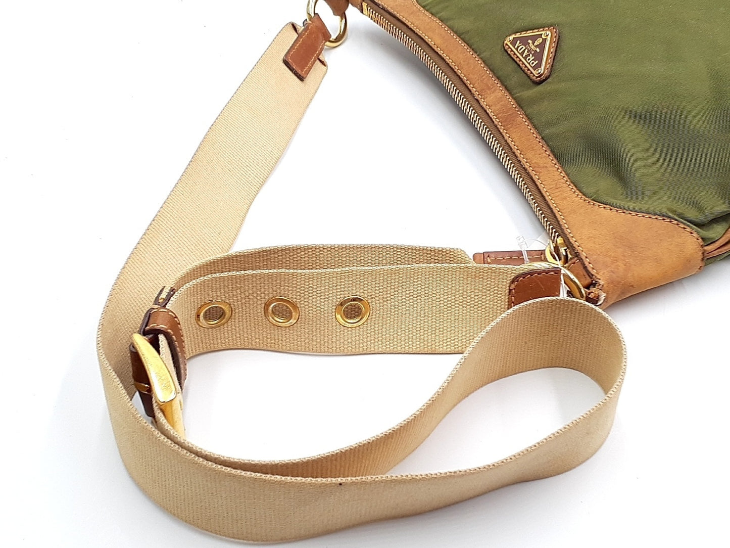 PRADA Nylon Gold Hardware Triangle Plate Shoulder Bag