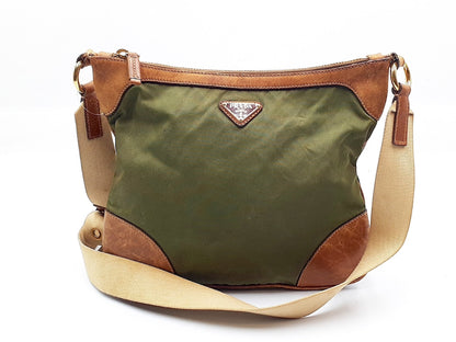 PRADA Nylon Gold Hardware Triangle Plate Shoulder Bag