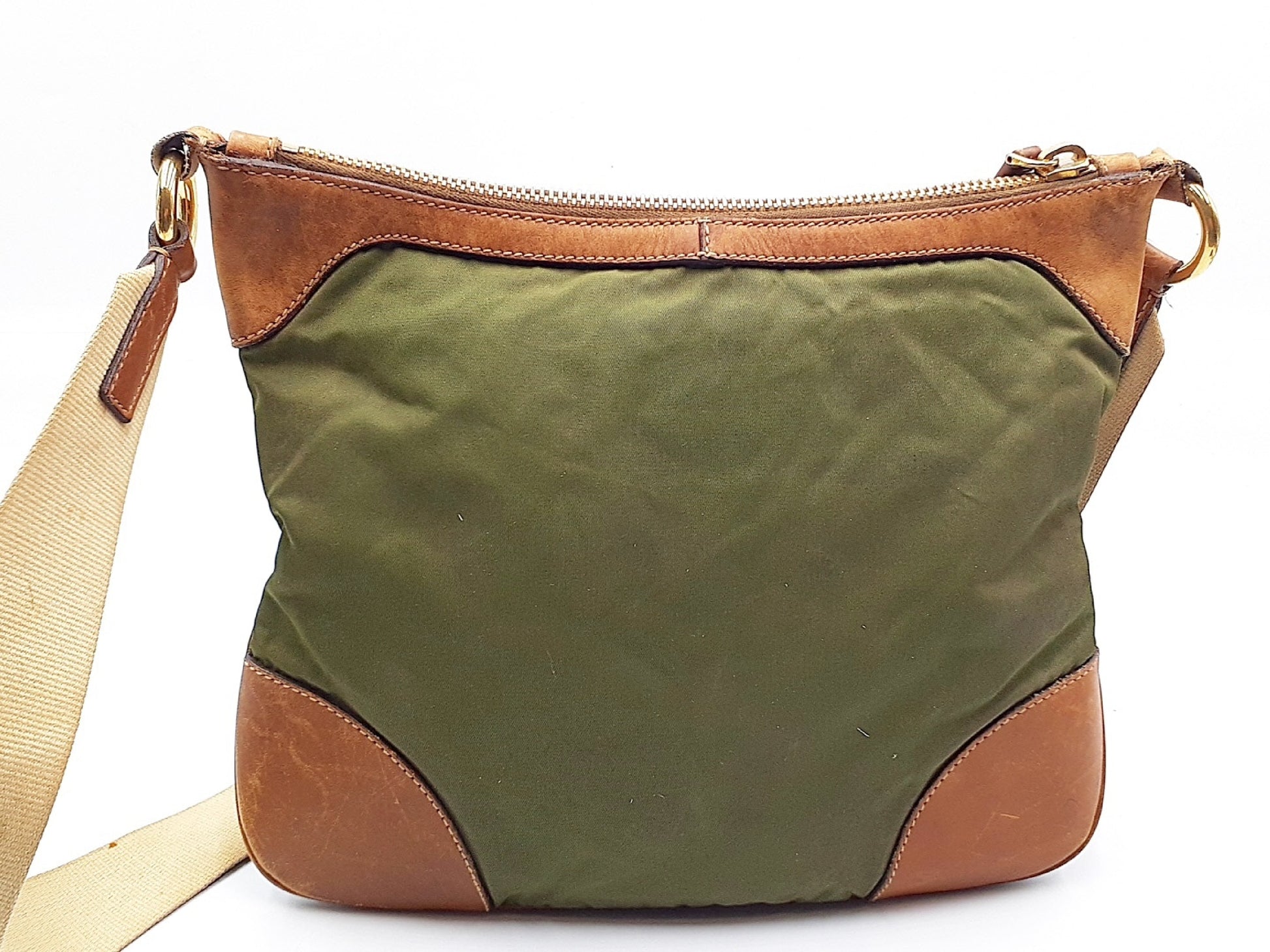 PRADA Nylon Gold Hardware Triangle Plate Shoulder Bag