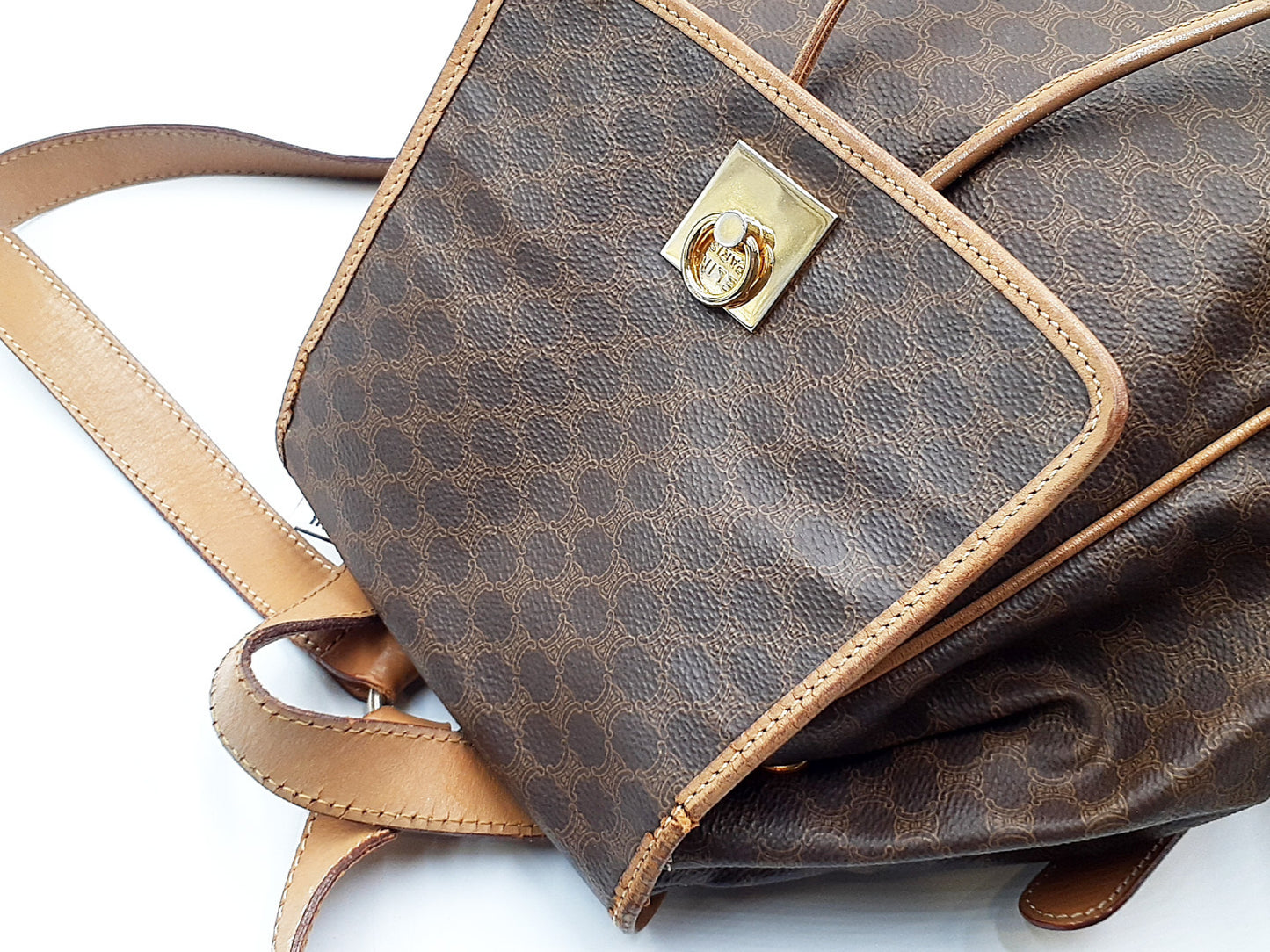 CELINE Macadam Gold Hardware Leather Backpack