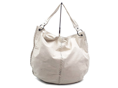 BOTTEGA VENETA Intrecciato Leather White One-Shoulder Shoulder Bag