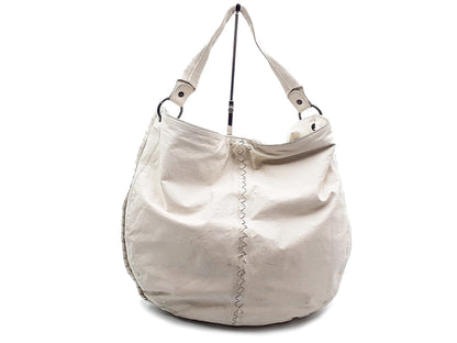 BOTTEGA VENETA Intrecciato Leather White One-Shoulder Shoulder Bag