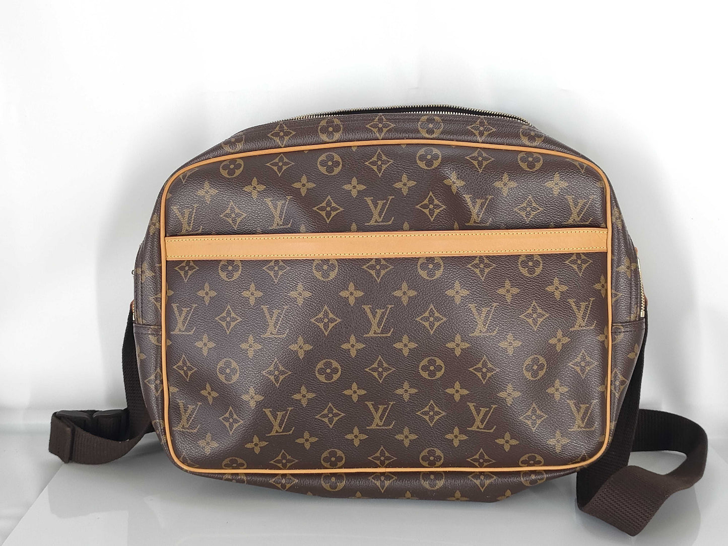 LOUIS VUITTON Monogram Louis Vuitton M45252 Monogram Reporter GM Brown Shoulder Bag