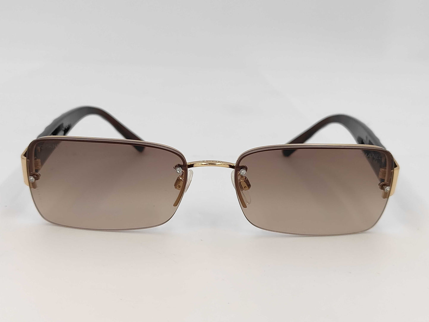  CHANEL CHANEL 4130-B Coco Mark Gold Rhinestone Brown Sunglasses Eyeglasses Sunglasses Eyeglasses