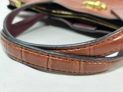 COACH COACH Willow Handbag Shoulder Bag Crocodile Embossed Brown Handbag