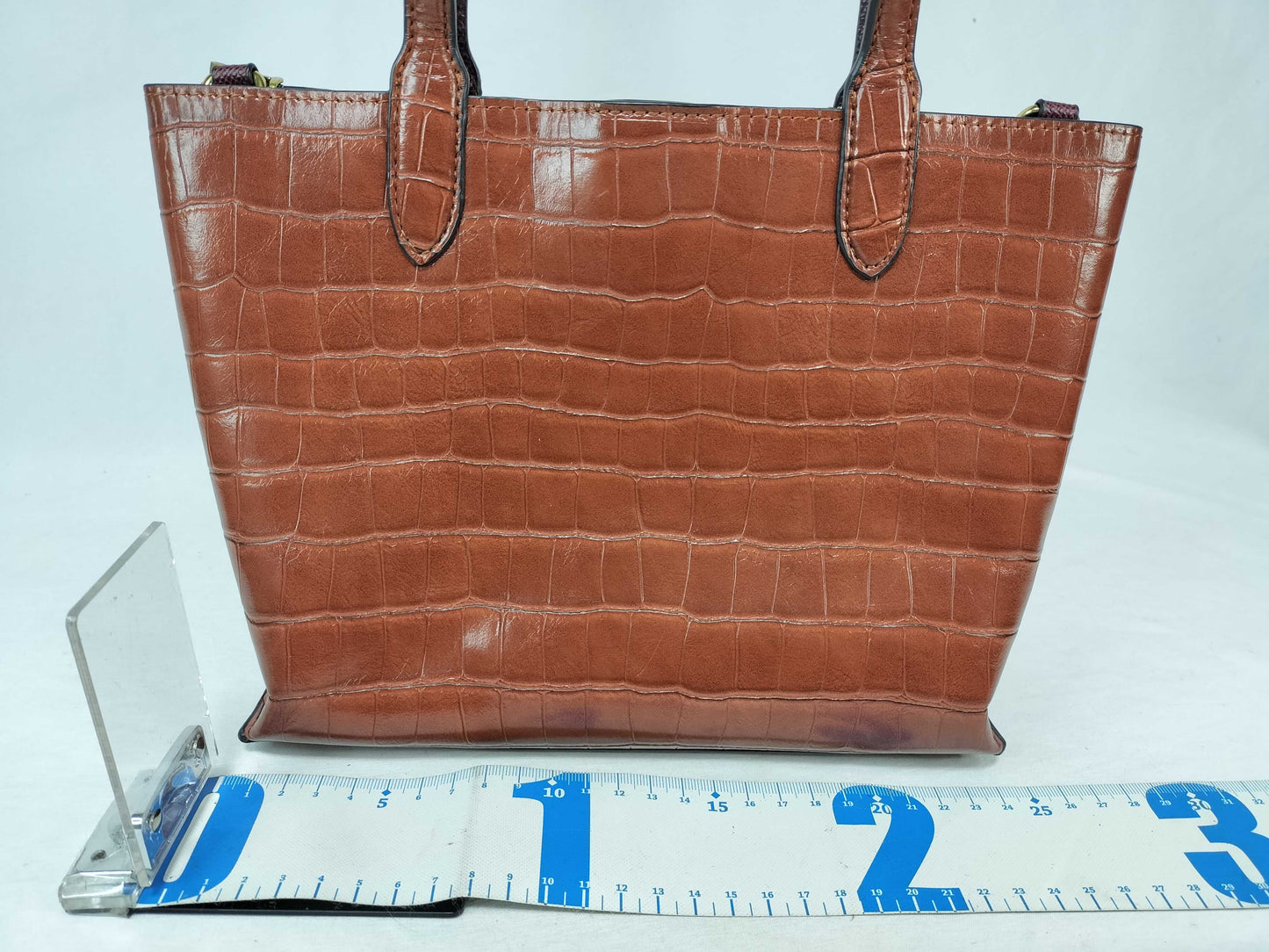 COACH COACH Willow Handbag Shoulder Bag Crocodile Embossed Brown Handbag