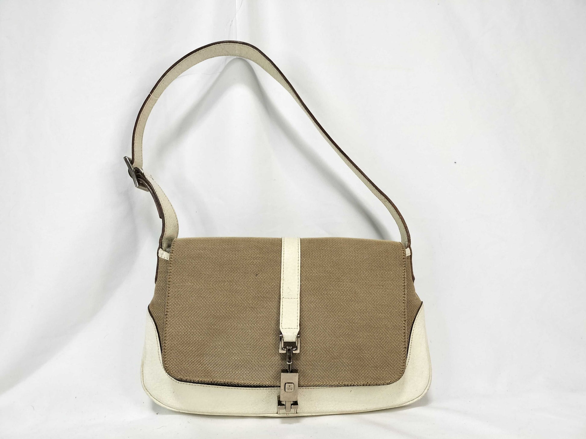 GUCCI Jackie Shoulder Bag/Handbag in White and Beige