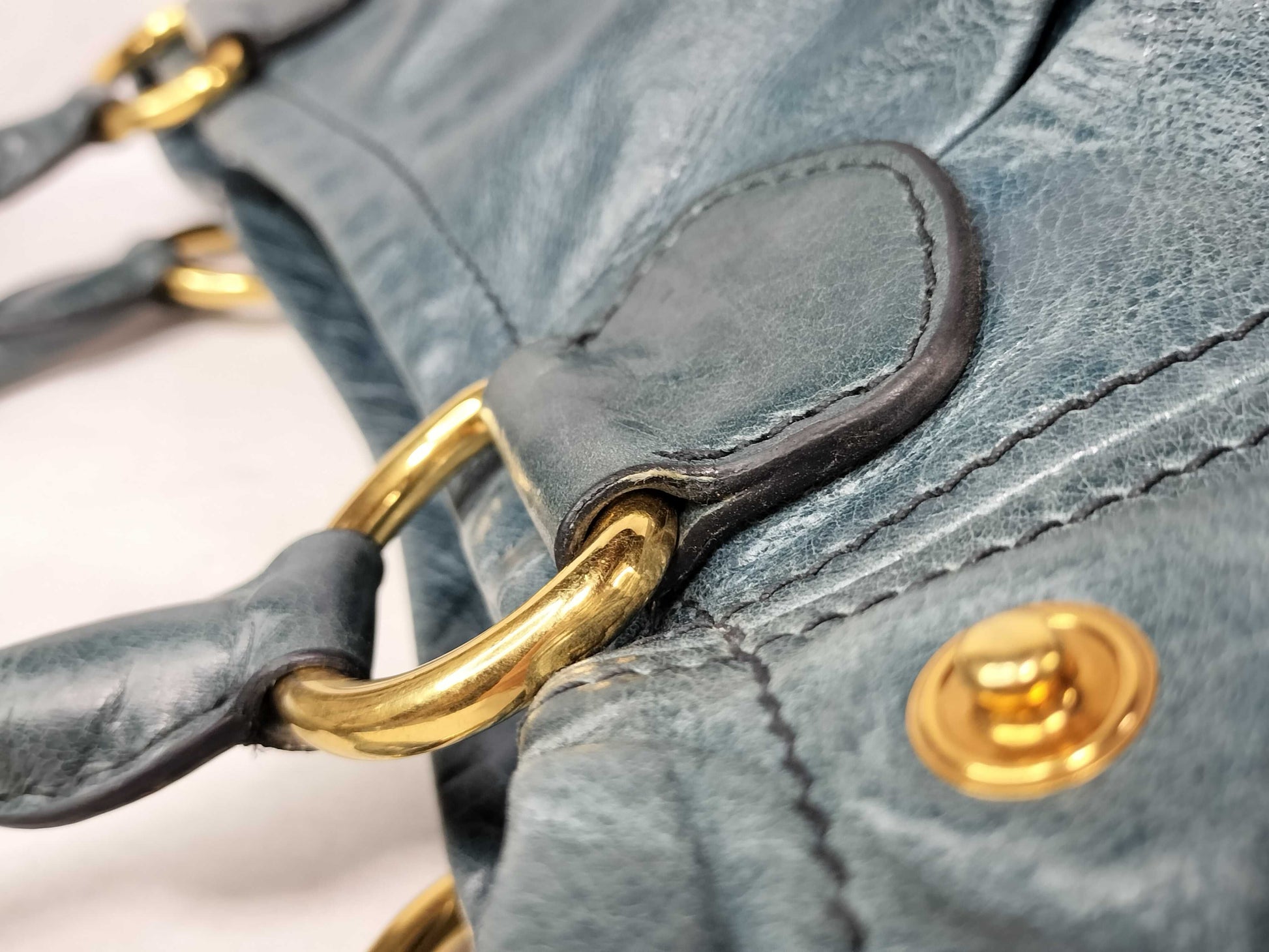 Miu Miu Miu Miu Leather Handbag Navy Tote Bag