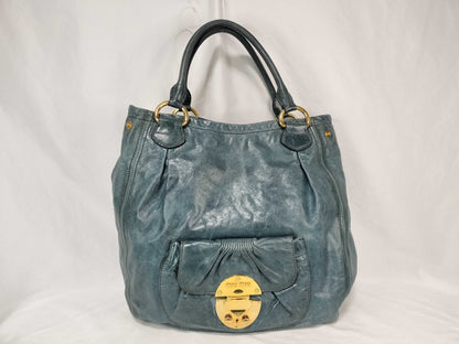 Miu Miu Miu Miu Leather Handbag Navy Tote Bag