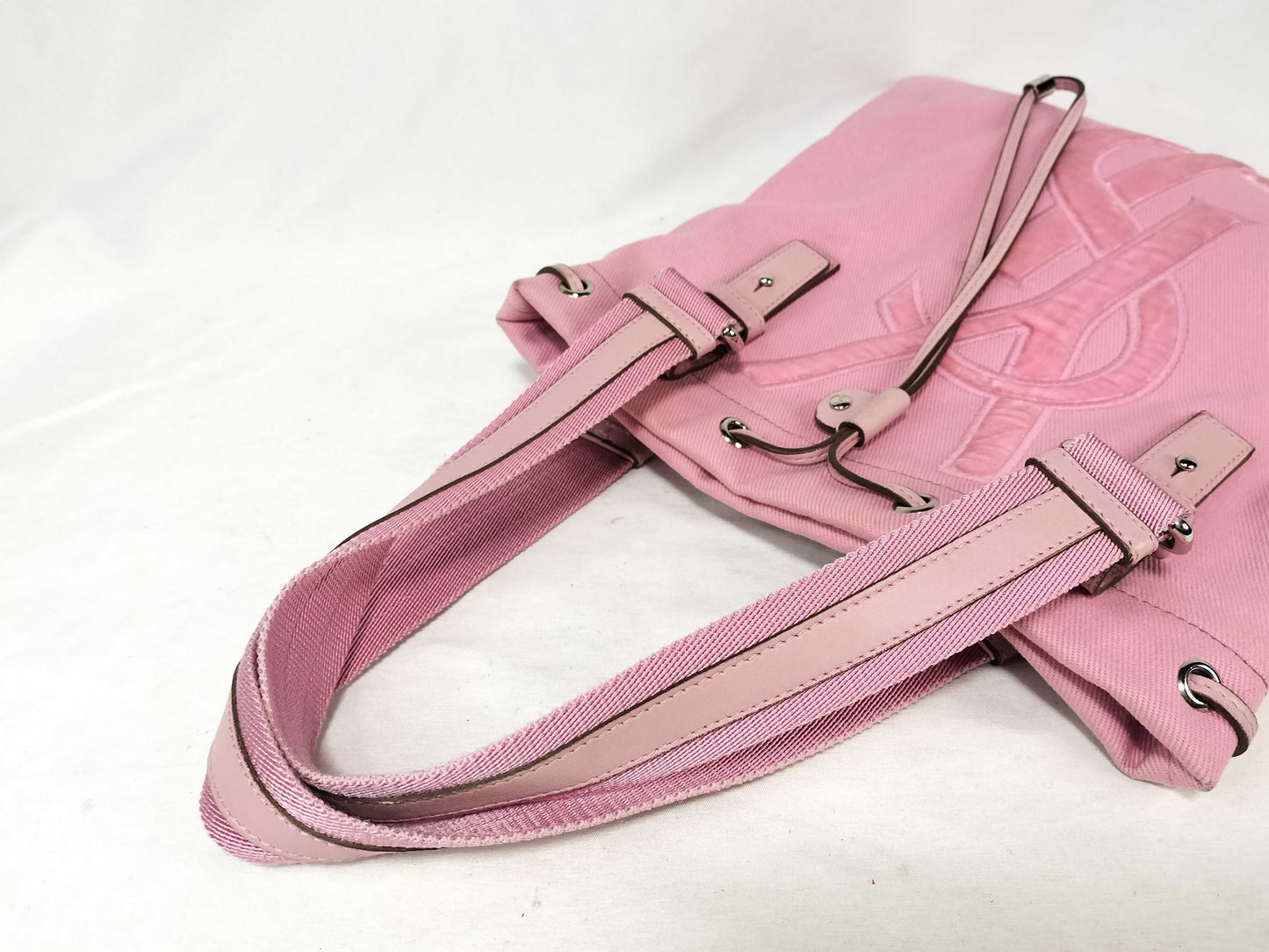 Yves Saint Laurent Canvas and Leather Tote Bag, Pink