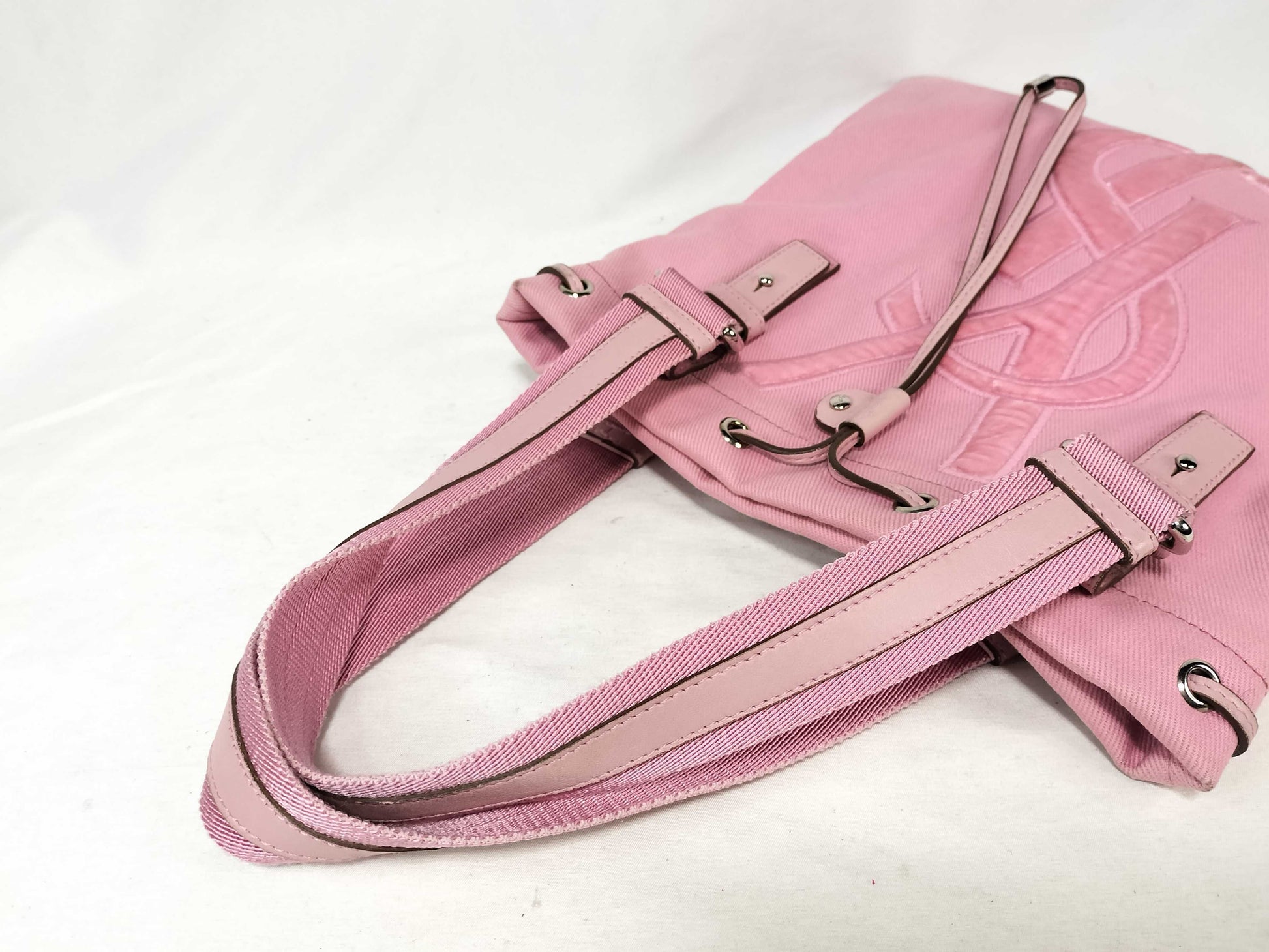 Yves Saint Laurent Canvas and Leather Tote Bag, Pink