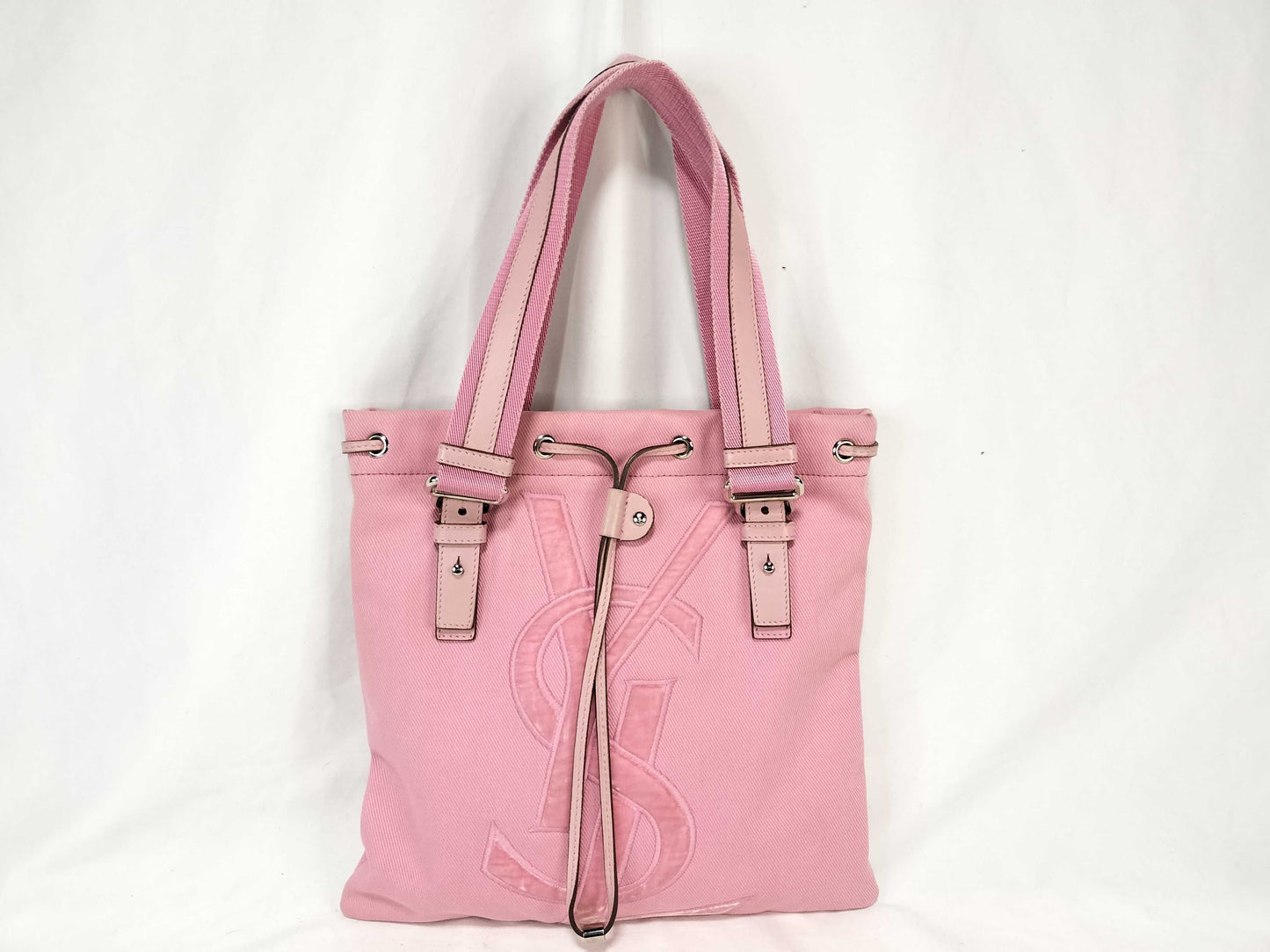 Yves Saint Laurent Canvas and Leather Tote Bag, Pink