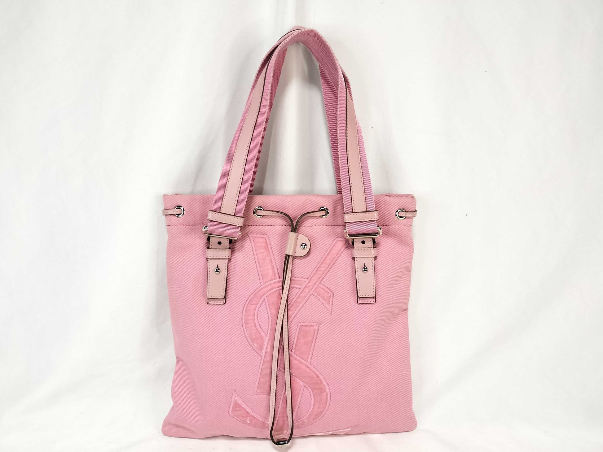 Yves Saint Laurent Canvas and Leather Tote Bag, Pink