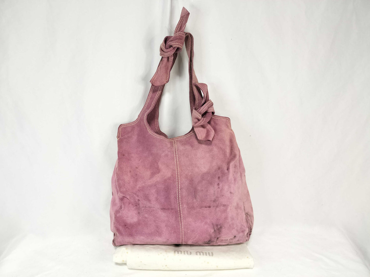 Miu Miu Miu Miu Miu Suede Leather Handbag Pink Tote Bag