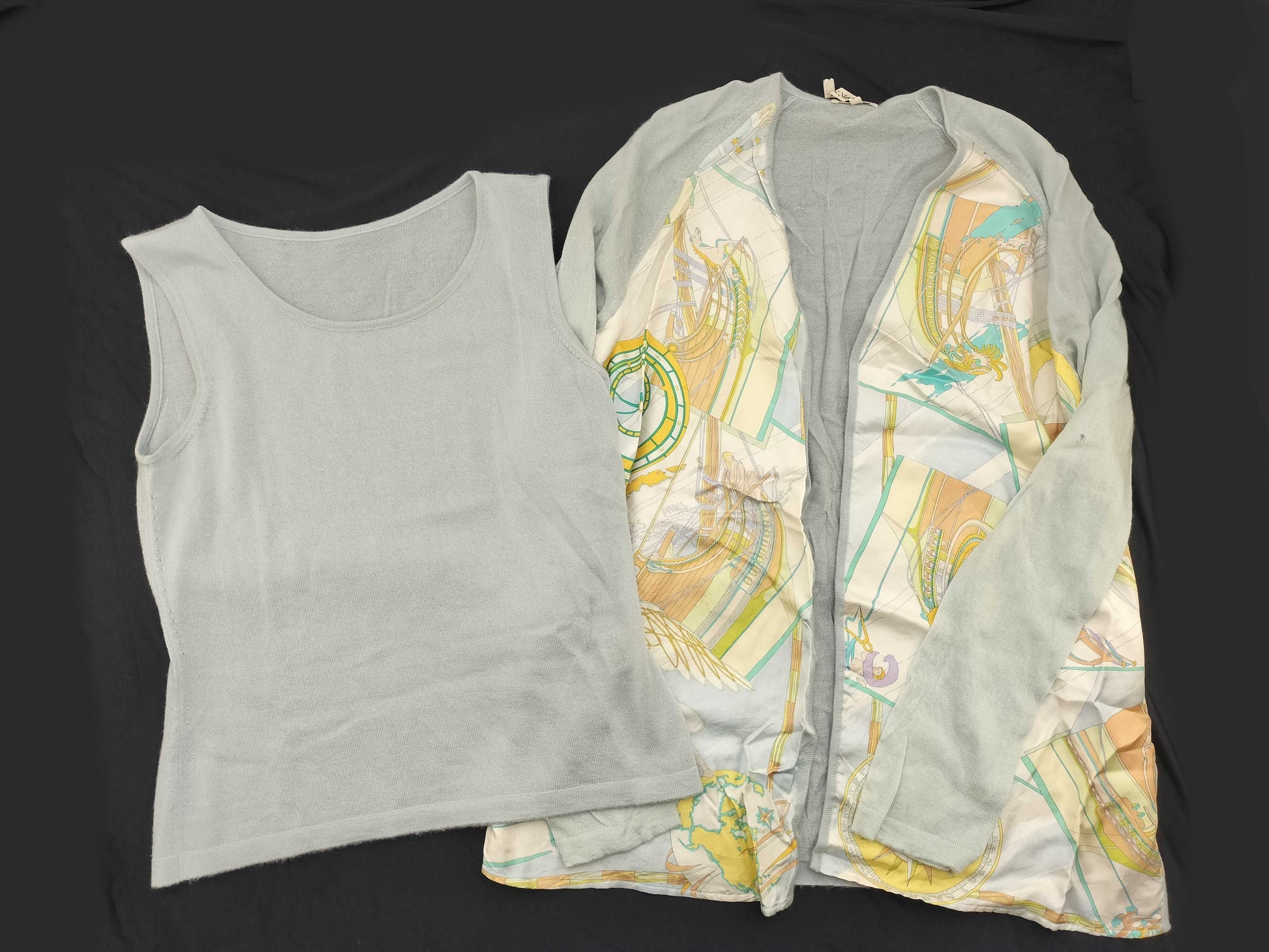 HERMES HERMES Margiela-era Twill Laine Ensemble Cardigan