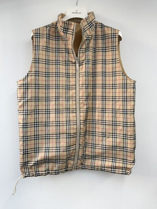 BURBERRY Check Pattern Double-Sided Vest, Sanyo Shokai, LL Vest