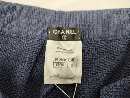 CHANEL P51260 Mesh Pants, Navy, with Tag, Size 15, Size 36