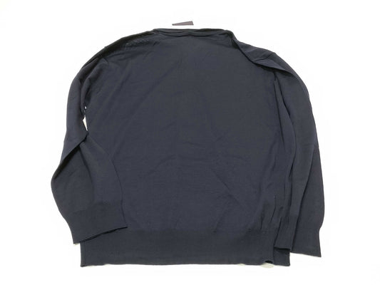 PRADA Prada 24 Wool Knit Top with Detachable Collar, DNA00T Navy, Size 44