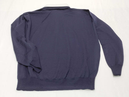 PRADA Prada 24 Wool Knit Top with Detachable Collar, DNA00T Navy, Size 44