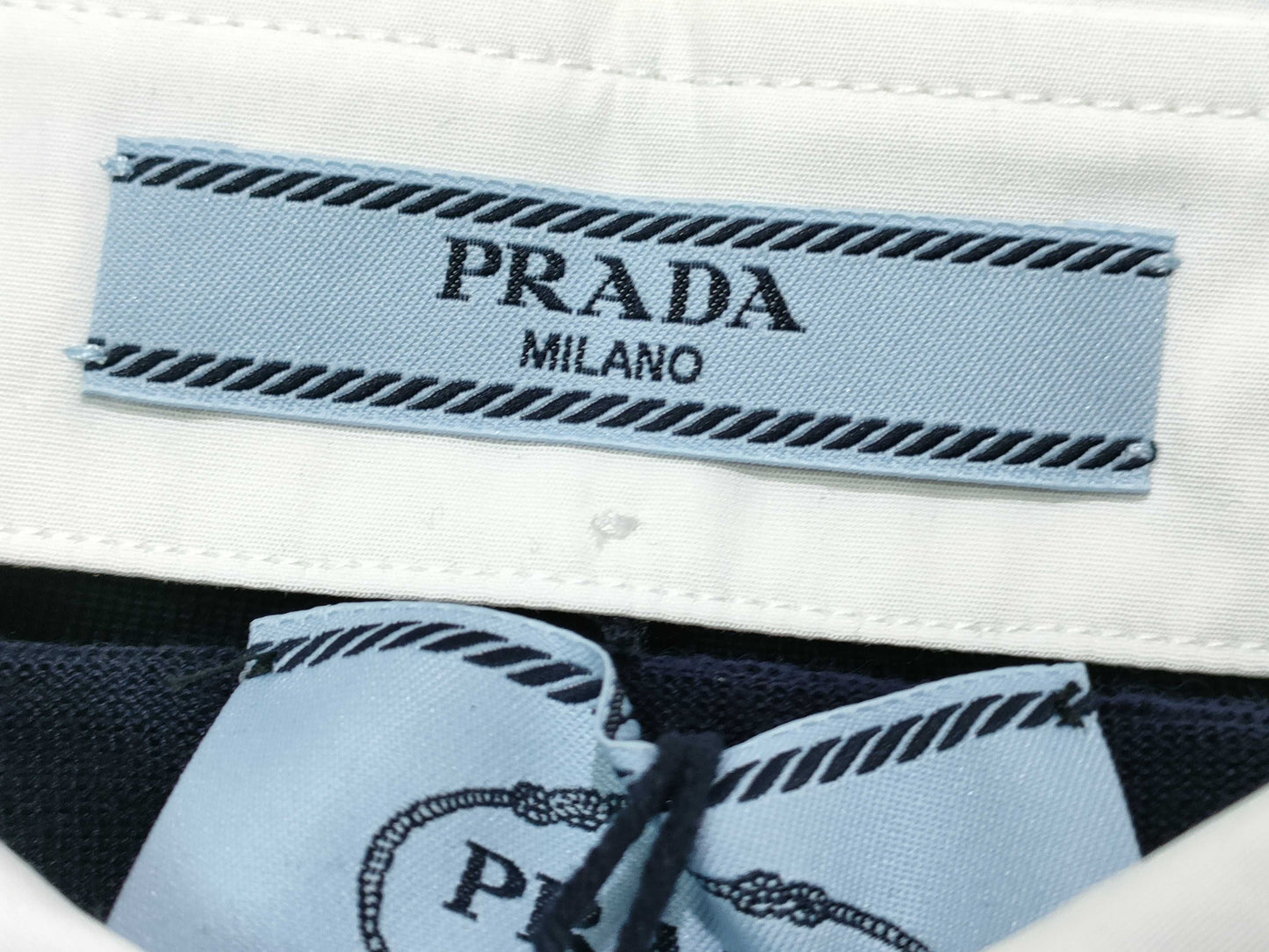 PRADA Prada 24 Wool Knit Top with Detachable Collar, DNA00T Navy, Size 44