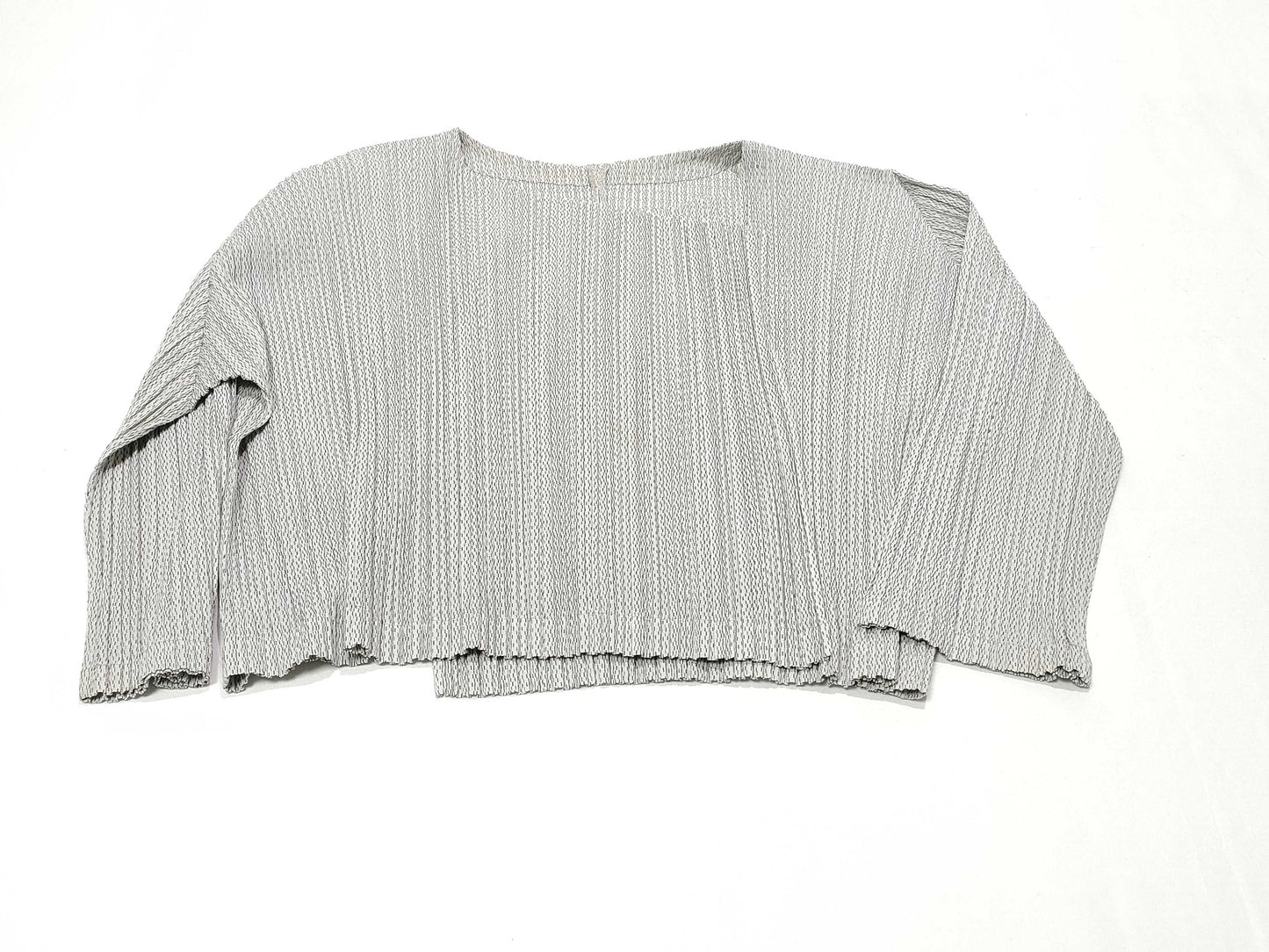 PLEATS PLEASE Issey Miyake Ribbed Pleated Cardigan, Gray, PP63-J0542