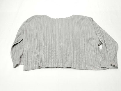 PLEATS PLEASE Issey Miyake Ribbed Pleated Cardigan, Gray, PP63-J0542