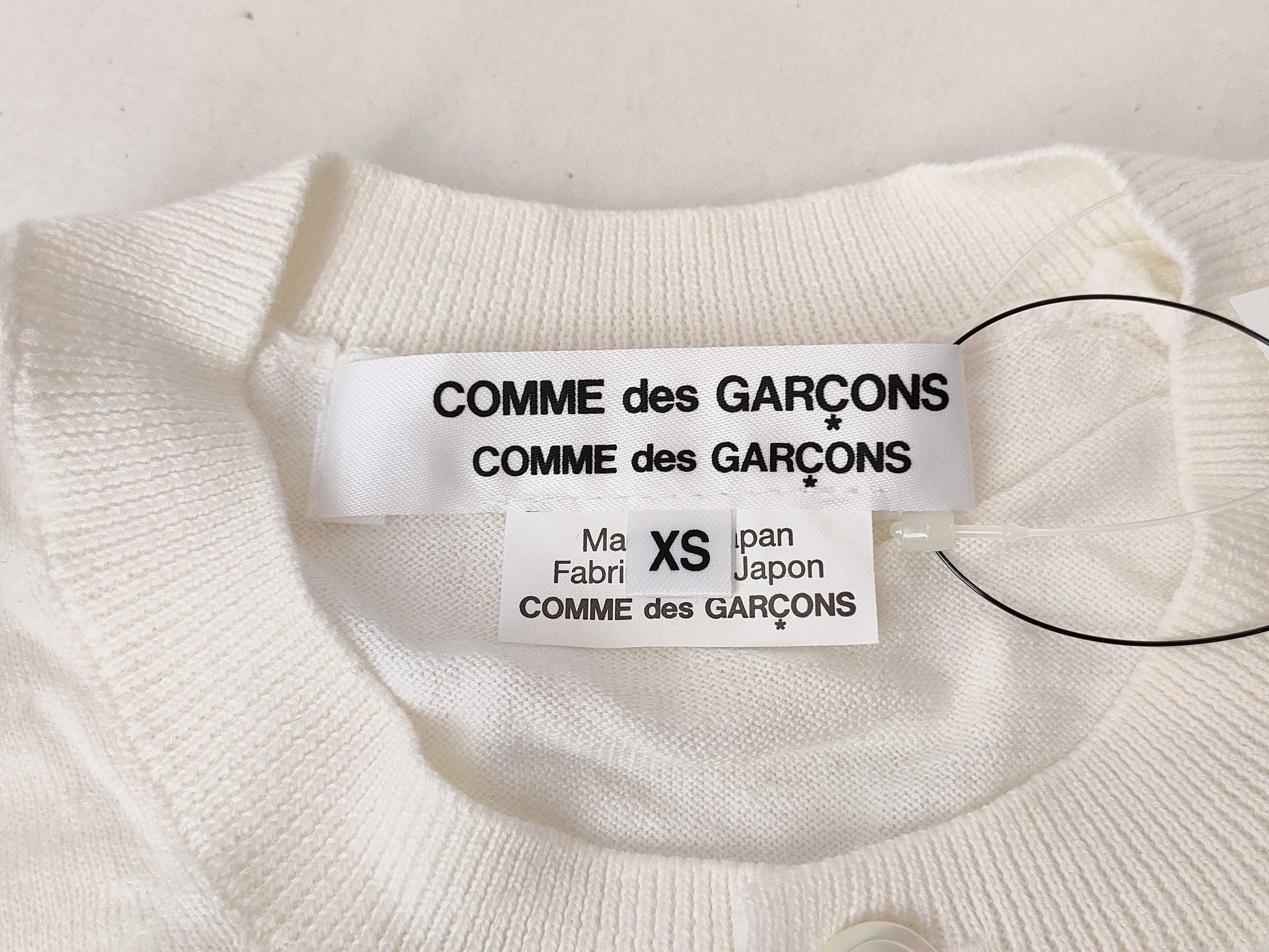 COMME des GARÇONS Comme des Garçons Comme des Garçons AD2017 18SS Lace Print Gingham Check Knit Cardigan CA-N002 White Cardigan