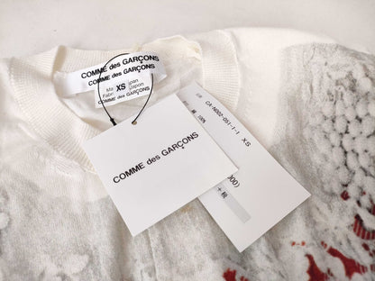 COMME des GARÇONS Comme des Garçons Comme des Garçons AD2017 18SS Lace Print Gingham Check Knit Cardigan CA-N002 White Cardigan