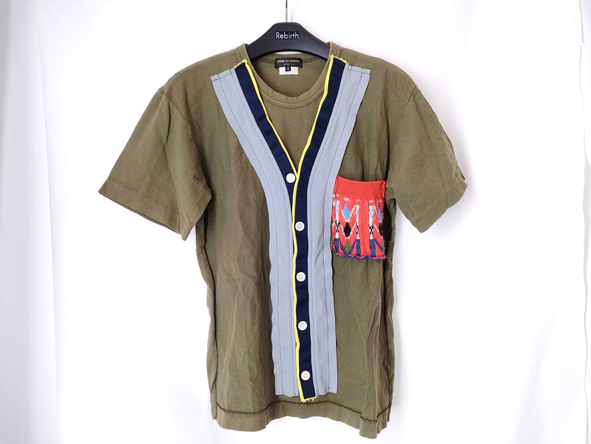 COMME des GARÇONS Docking Design Cut and Sew T-Shirt, Khaki, Size S