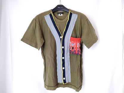 COMME des GARÇONS Docking Design Cut and Sew T-Shirt, Khaki, Size S