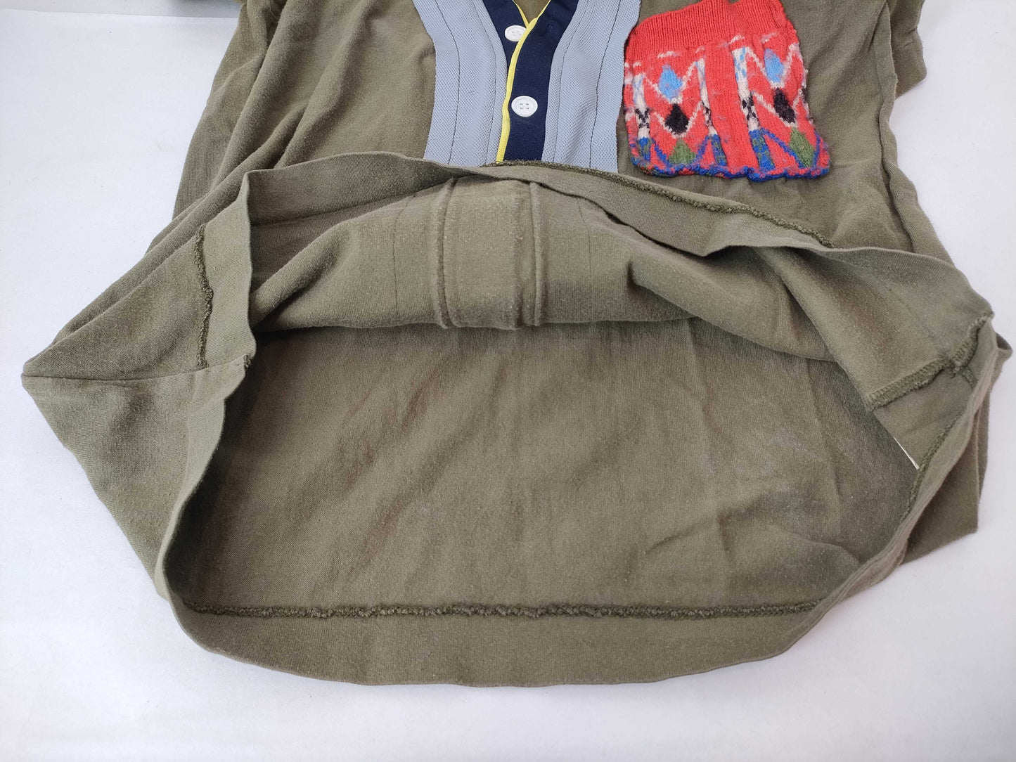 COMME des GARÇONS Docking Design Cut and Sew T-Shirt, Khaki, Size S