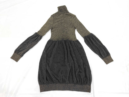 GUCCI Glitter Switch Knit Dress 167843 Gold Black Dress