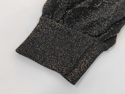 GUCCI Glitter Switch Knit Dress 167843 Gold Black Dress