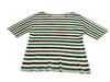 PLEATS PLEASE Short Sleeve Crew Neck Top with Striped Pattern, PP11-FK343, Green x Brown, Size 3, Top