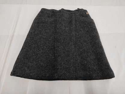 CHANEL 97A Wool Melton Skirt with Coco Mark Badge, PO9566, Charcoal Gray, Size 38, Skirt